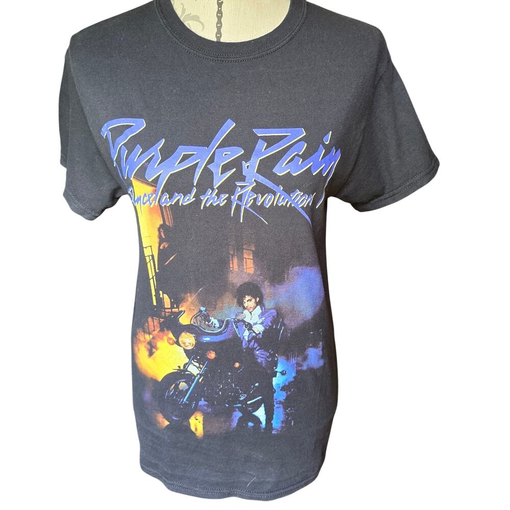 Prince Purple Rain Retro T-Shirt Black Size S